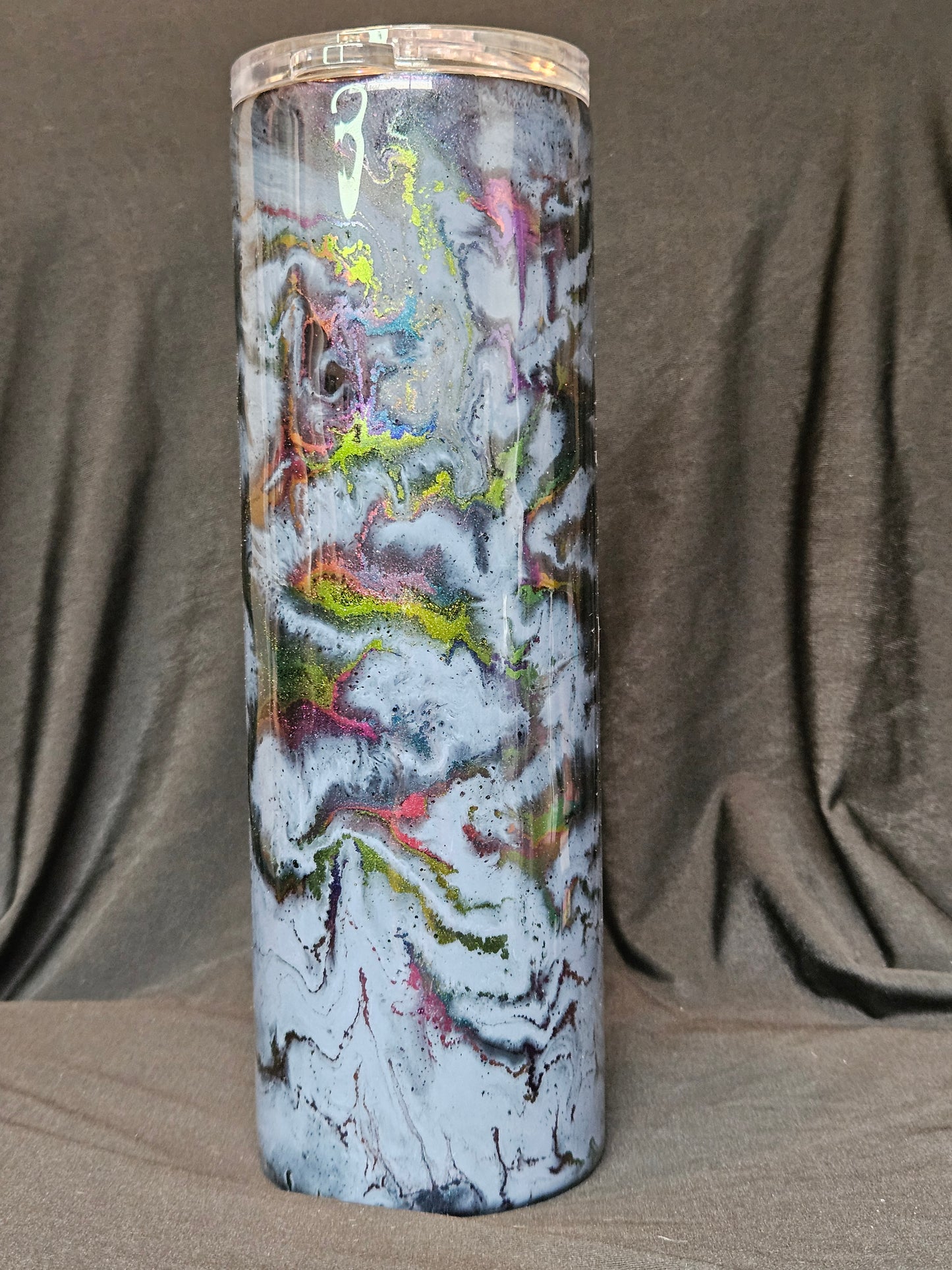 30oz Skinny Tumbler (ink swirl with oil slick inks)