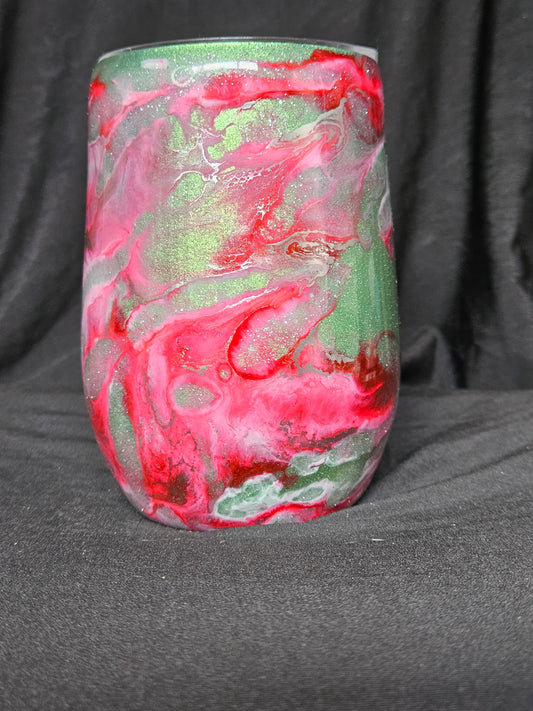 Wine Tumbler (shimmer base with ink swirl)