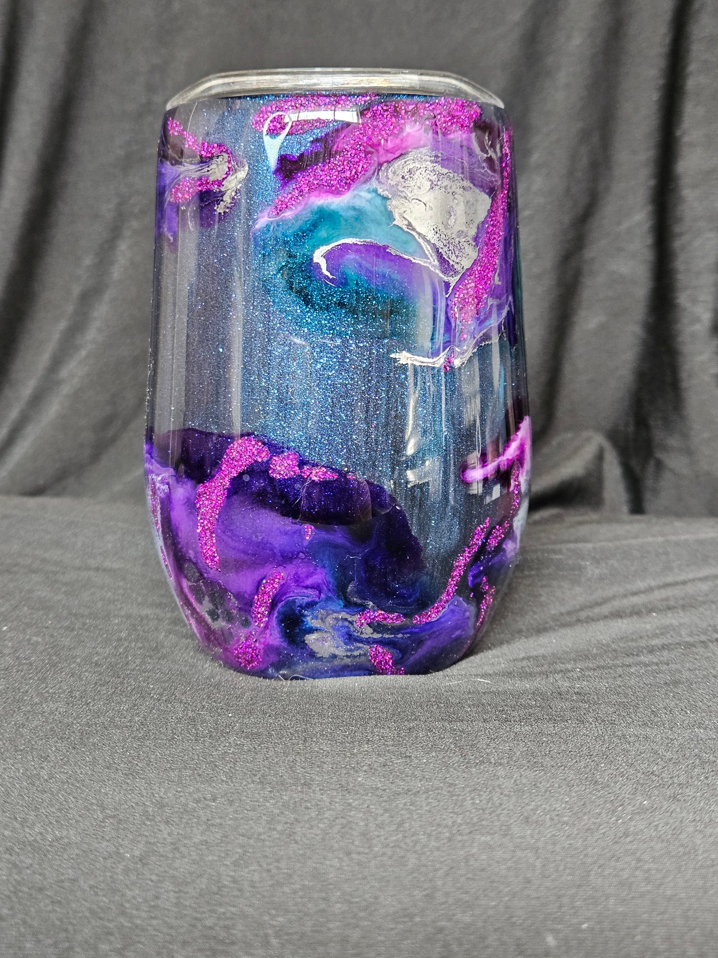 Wine Tumbler (shimmer base with ink swirl)