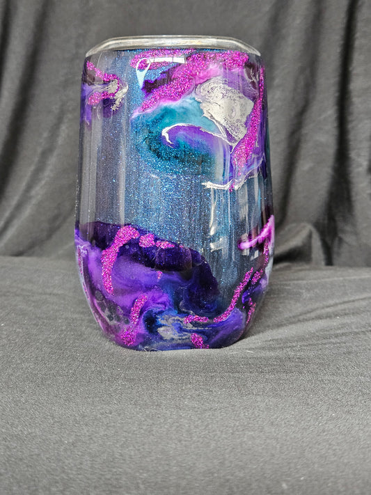 Wine Tumbler (shimmer base with ink swirl)