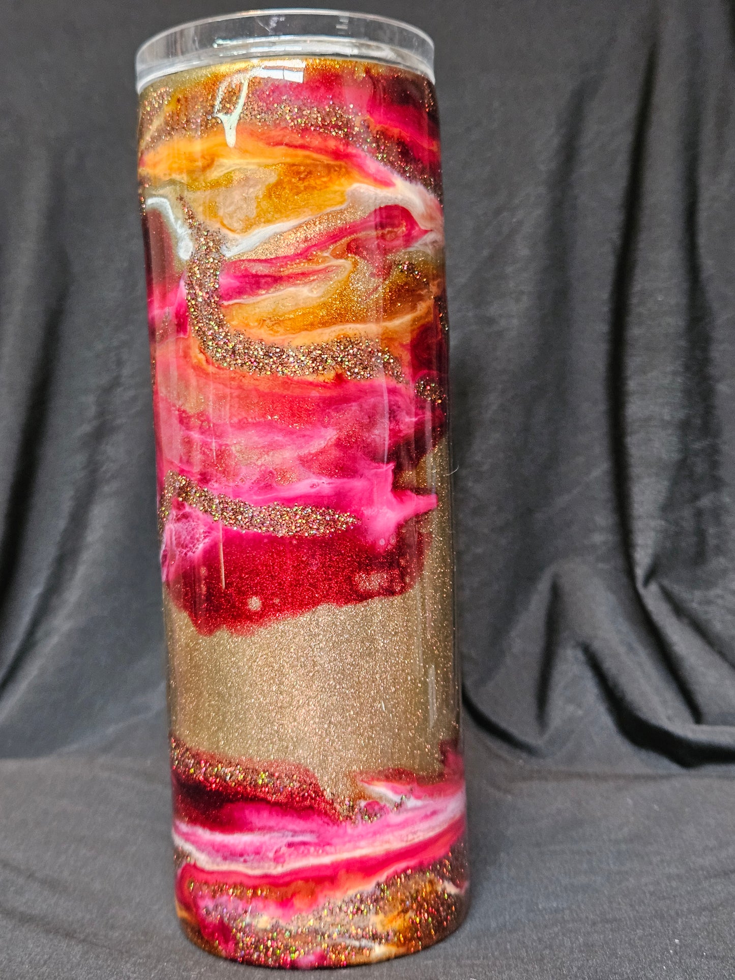 20oz Skinny Tumbler (shimmer base with ink swirl technique)