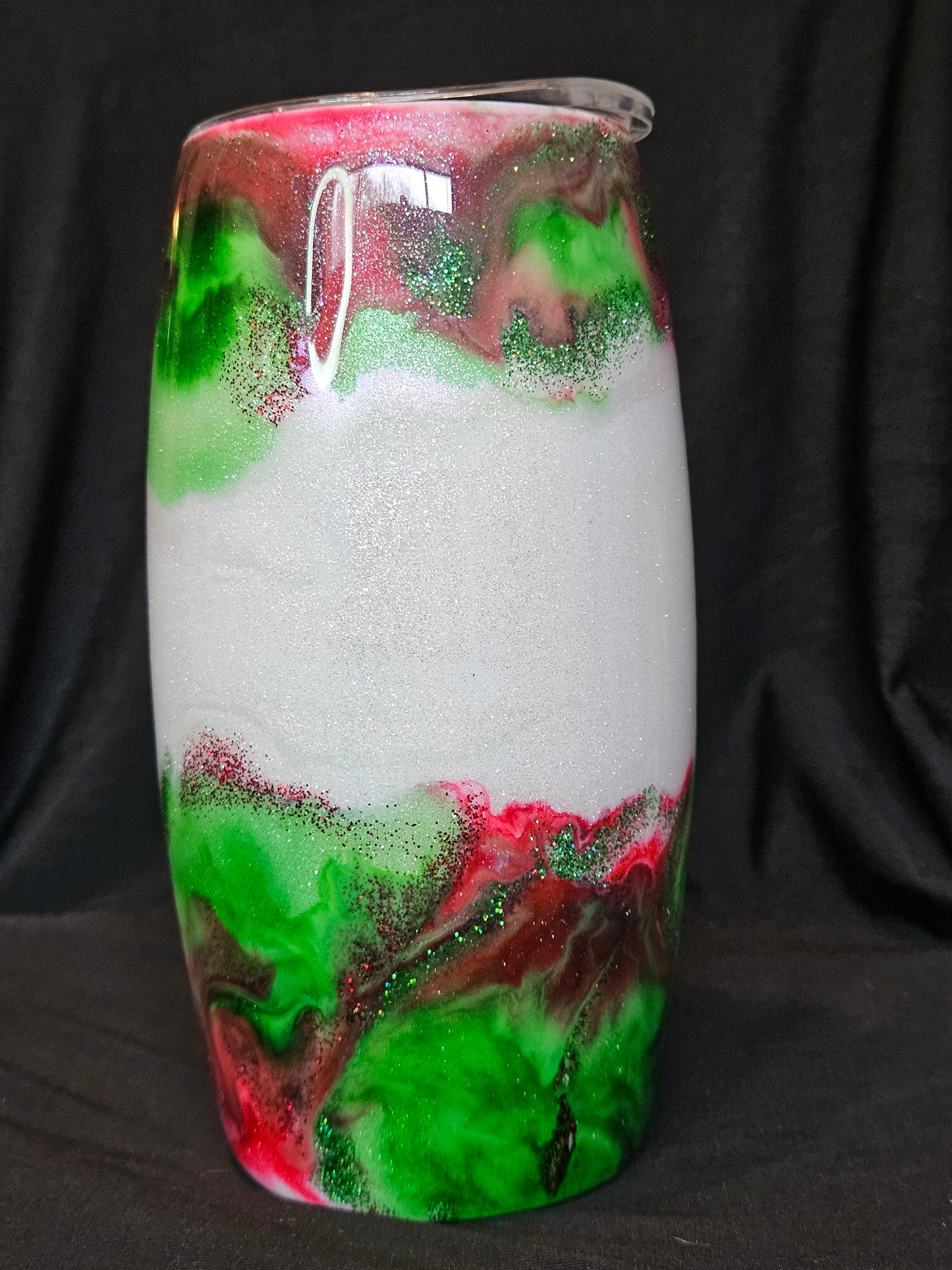 25oz Football Tumbler (glitter base with ink swirl technique)