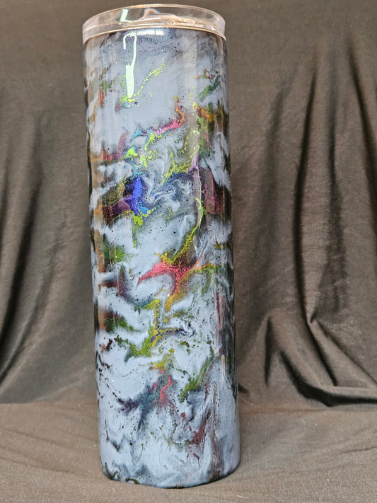 30oz Skinny Tumbler (ink swirl with oil slick inks)